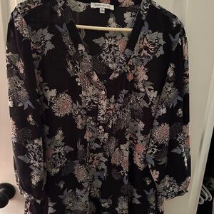 Rose and Olive Chiffon Blouse, size 2X,